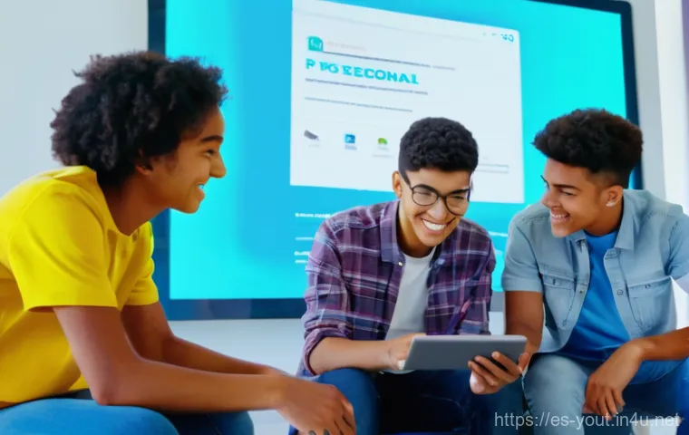 청소년지도사와 청소년 자원봉사 지원 - **Prompt 1: Digital Horizons with Youth Guidance**
A bright, wide-shot image featuring a diverse...