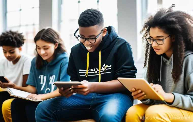 청소년지도사와 관련된 주요 이론들 - **Prompt:** A diverse group of teenagers, aged 15-17, are gathered in a vibrant, modern community ce...