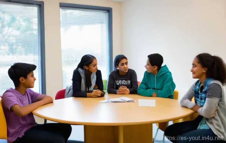 청소년지도사와 청소년 다문화 교육 사례 - **Prompt:** A vibrant, sunlit elementary school classroom bustling with a diverse group of children ...