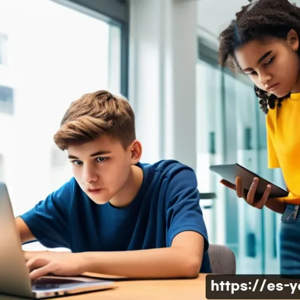 청소년지도사와 청소년 법률 상담 사례 - **Prompt for Digital Safety and Cyberbullying Awareness:**
"A diverse group of three teenagers, ...