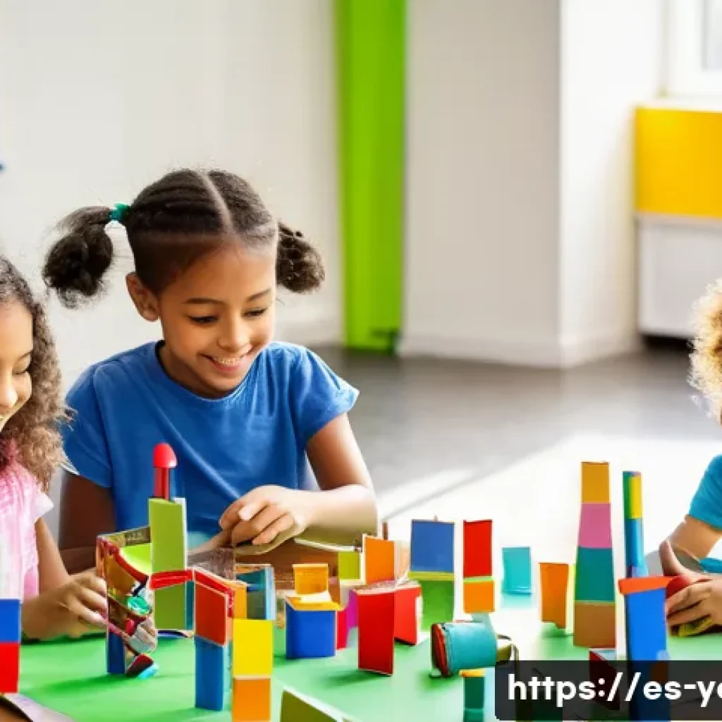 청소년지도사와 청소년의 창의적 문제 해결 사례 연구 - **Prompt:** A vibrant, diverse group of young children, approximately 6-10 years old, are beaming wi...