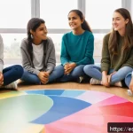 Home 22 청소년지도사 심리학 지식 활용법 - A warm and inviting classroom scene in a Spanish-speaking country, showing a diverse group of teenag...